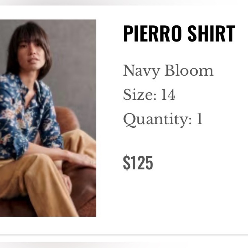 Sezane Pierro Shirt Navy Bloom - Size 14 - Picture 4 of 6